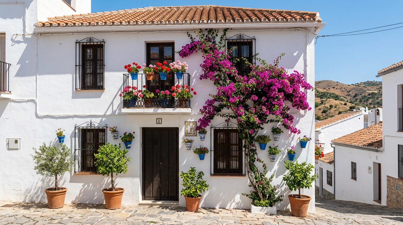 lav et billede af et hus i spanien så man ikke er i tvivl om det er et spansk hus